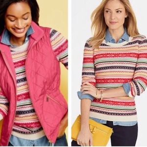 Talbots fair isle colorful wool striped sweater